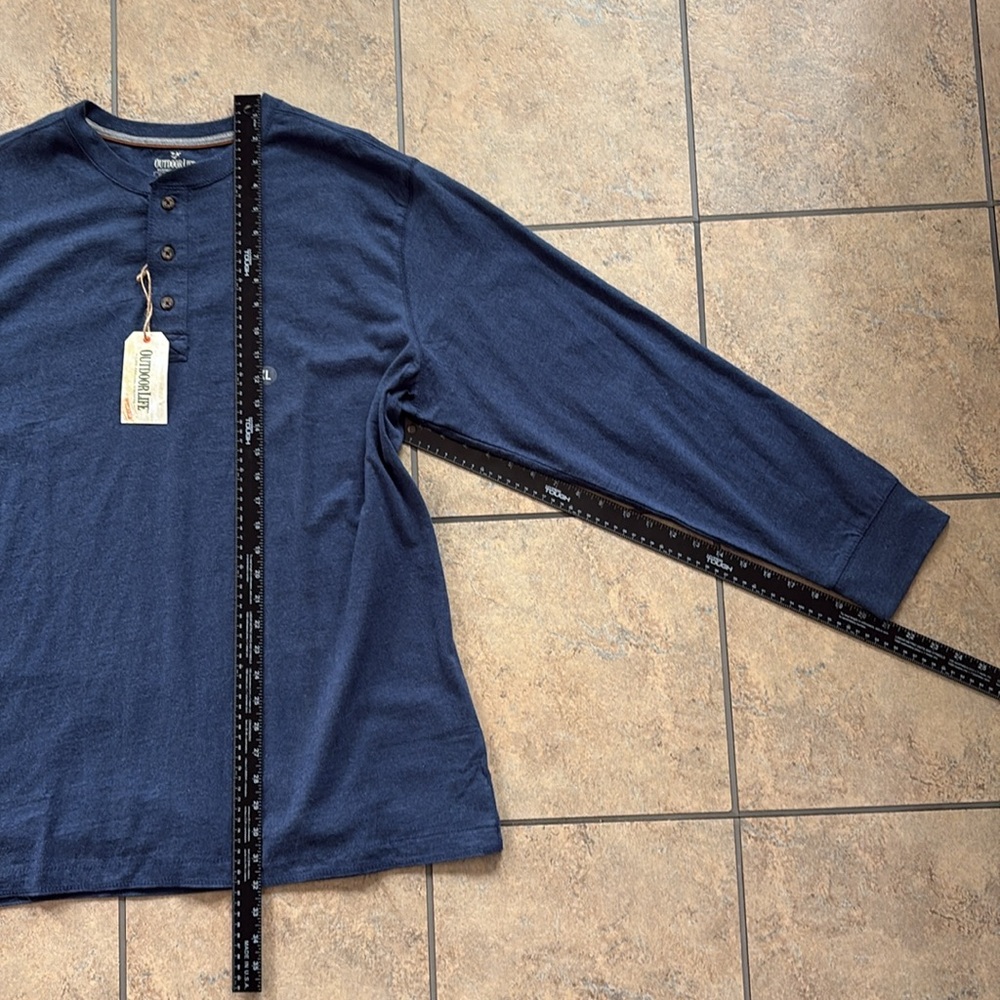 Brand New Outdoor Life® Men's Sueded Henley Shirt XL Deep Sea Heather - Picture 3 of 7